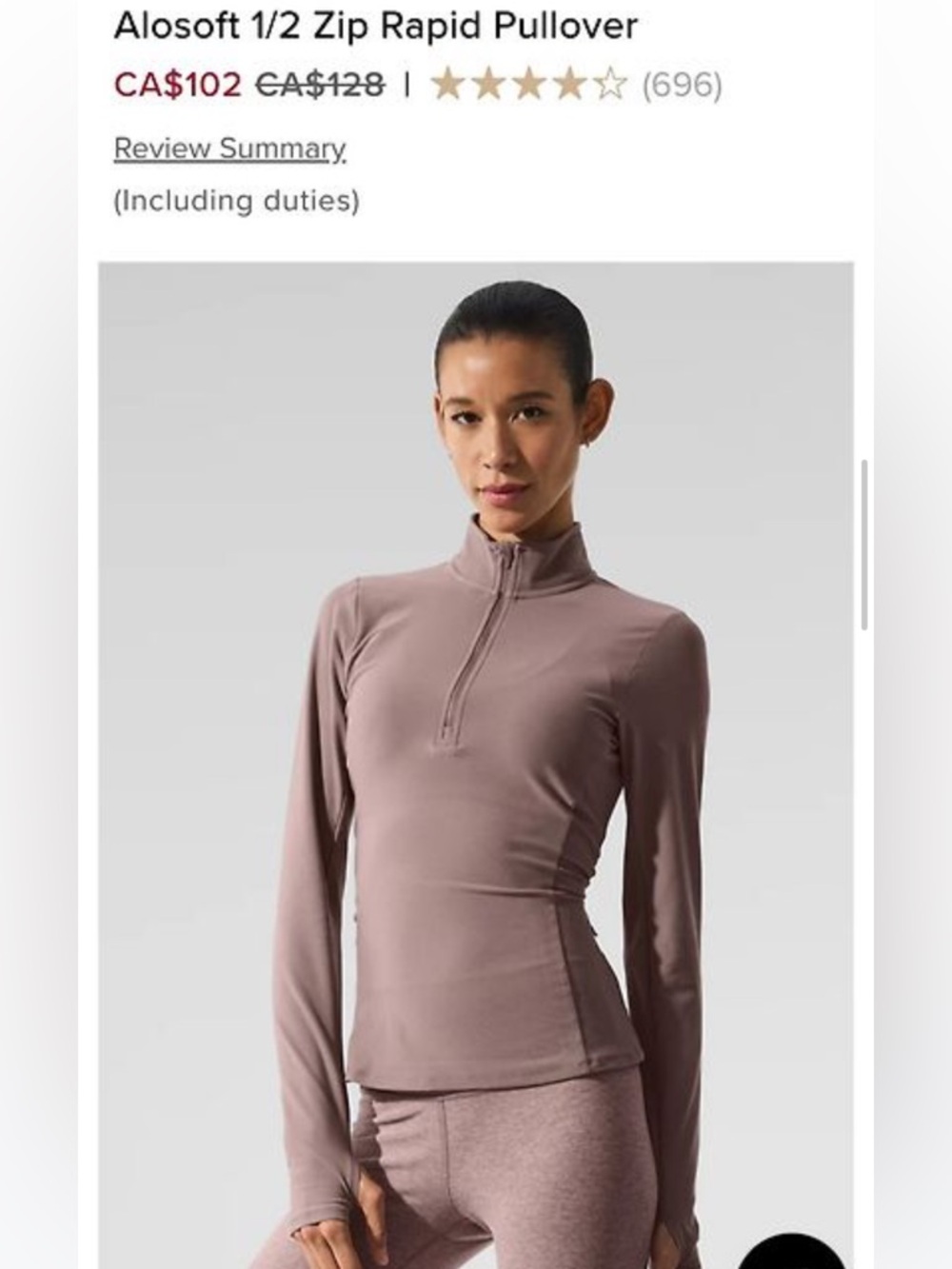 Alo Yoga half zip long sleeve top in a beautiful neutral brown tone 🤎